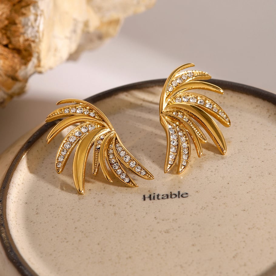 1 Pair Simple Series ins style Geometric Stainless Steel 18K Gold Plated Rhinestone Women Stud Earrings Picture5
