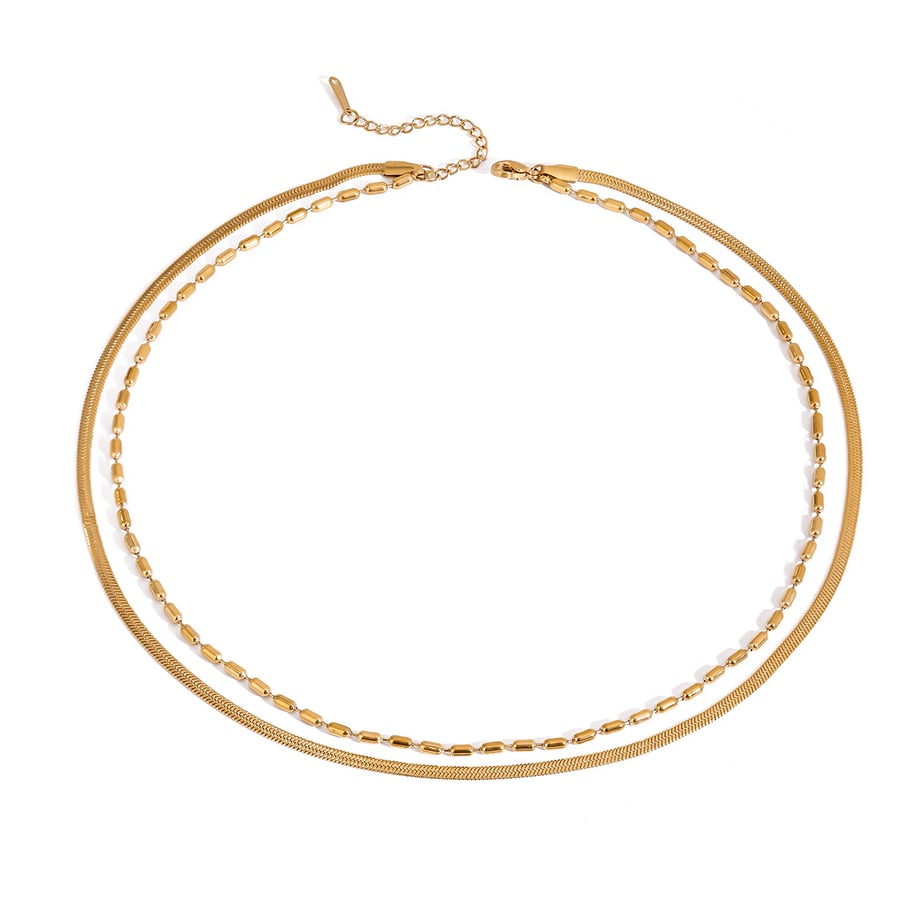 1 Stück Simple Series Simple Line Edelstahl 18 Karat vergoldet Damen-Mehrfachketten Bild7