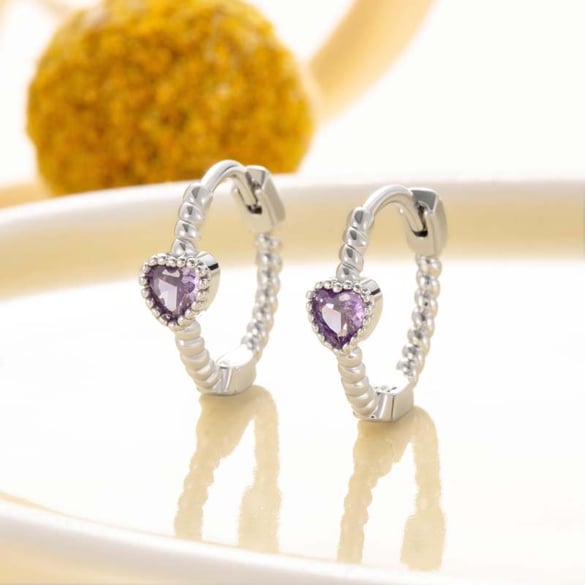 1 paar eenvoudige serie eenvoudige hart koper geen plating materiaal zirkoon dames creolen 2
