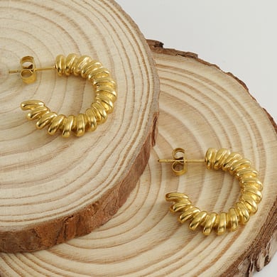 1 Pair Retro Simple Style Twist Shape Stainless Steel 18K Gold Plated Women's Stud Earrings h5 Picture3