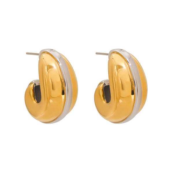 1 Pair Stylish Series Original Design Droplet Stainless Steel Gold & Silver Color Women's Stud Earrings