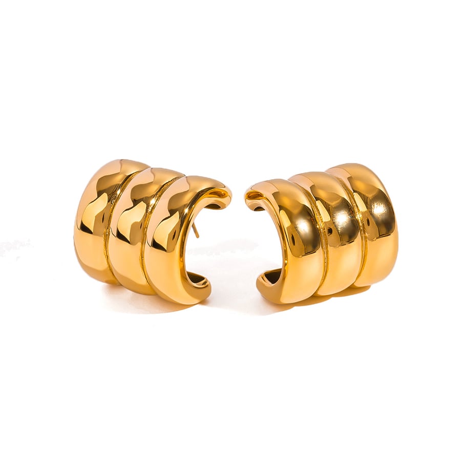 1 Pair Thread Stainless Steel Gold Color Stud Earrings h5Picture5