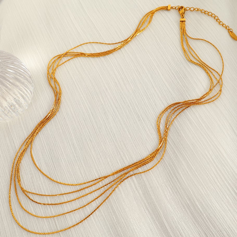 1 Piece Simple Series Simple Tassel Stainless Steel 18K Gold Plated Women Layered Necklaces Picture3