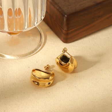 1 Pair Simple Series ins style Ring 18K Gold Plated Women Stud Earrings h5 Picture5