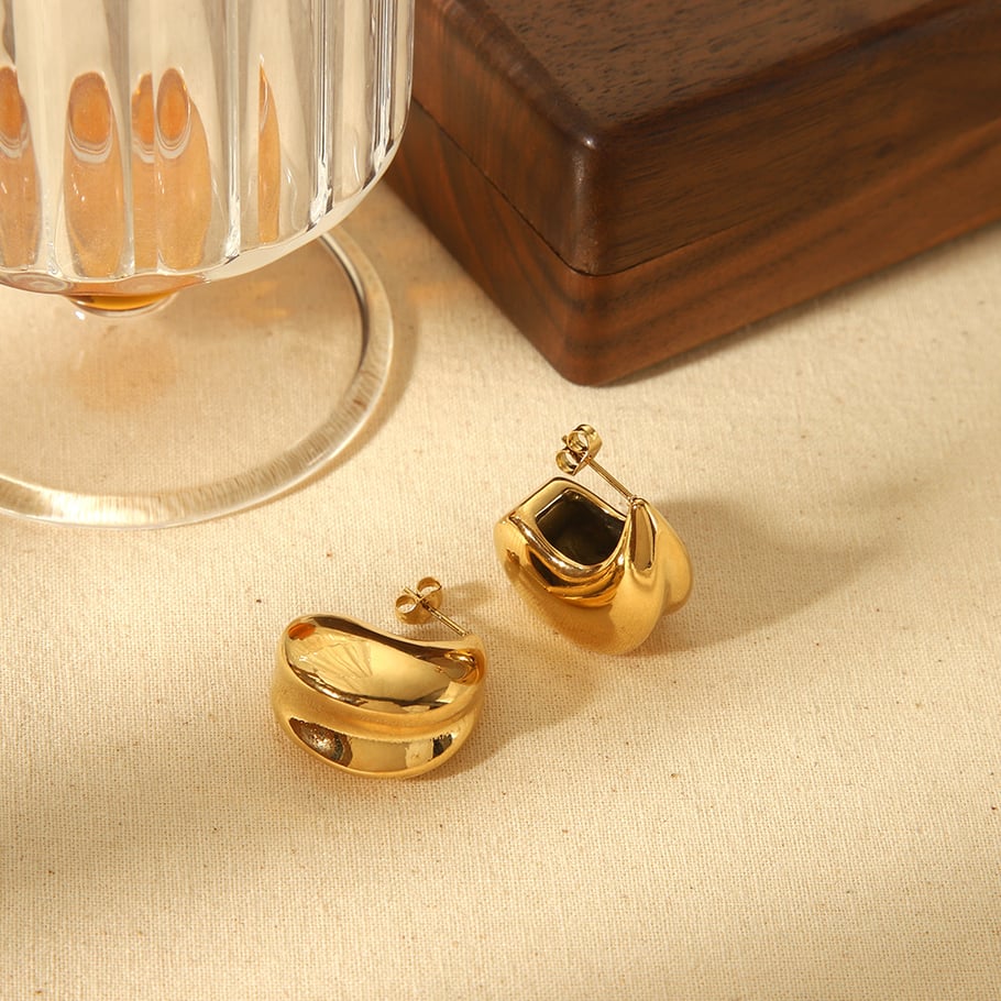 1 Pair Simple Series ins style Ring 18K Gold Plated Women Stud Earrings Picture5