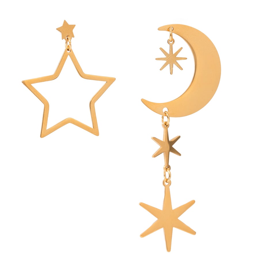 1 Pair Simple Casual Style Hexagram Shape Stainless Steel 18K Gold Plated Women's Drop Earrings Picture5