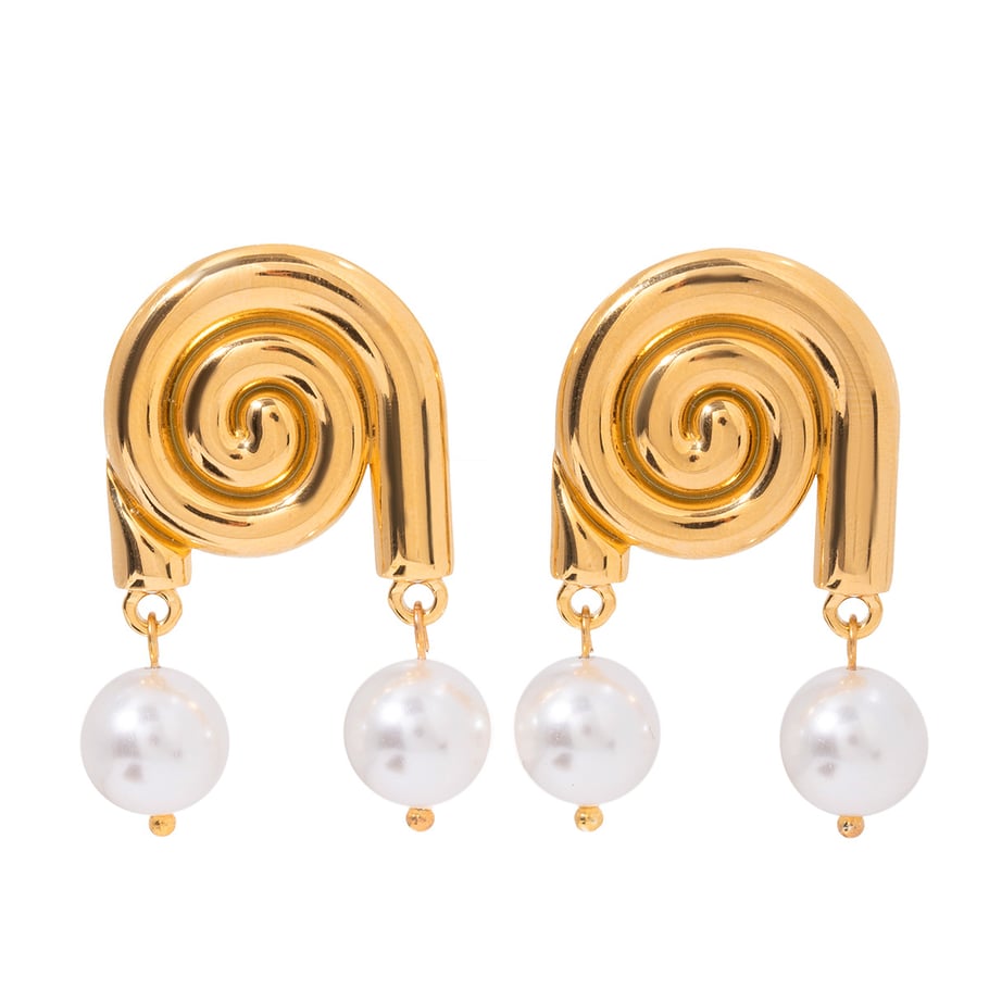 1 Pair Simple Series Vacation Turtle Stainless Steel 18K Gold Plated Artificial Pearl Women Drop Earrings Picture5