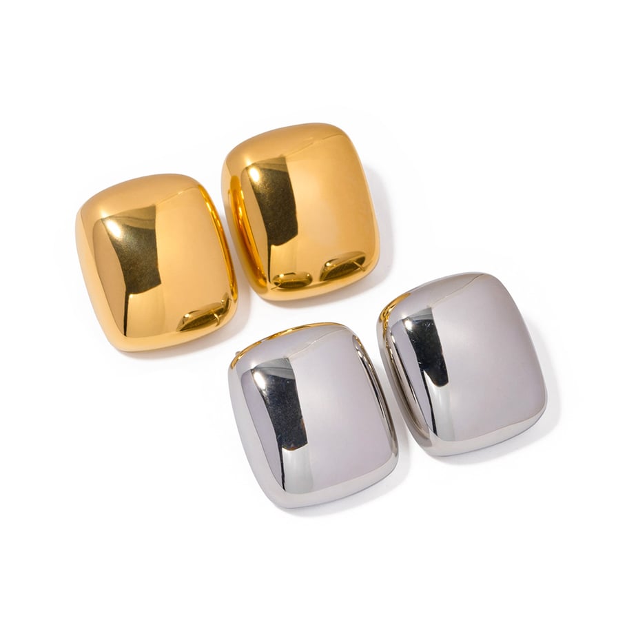 1 Pair Simple Series Simple quadrilateral Stainless Steel 18K Gold Plated Women Stud Earrings Picture7