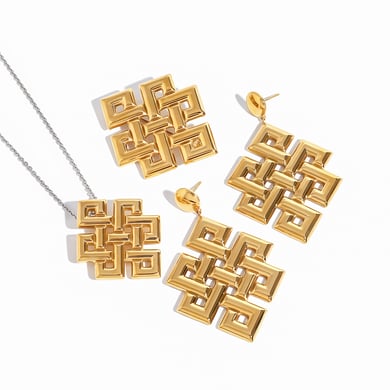 1 Paar Ohrringe im Retro-Stil der Classic-Serie aus Edelstahl mit 18 Karat Vergoldung für Damen h5 Bild5