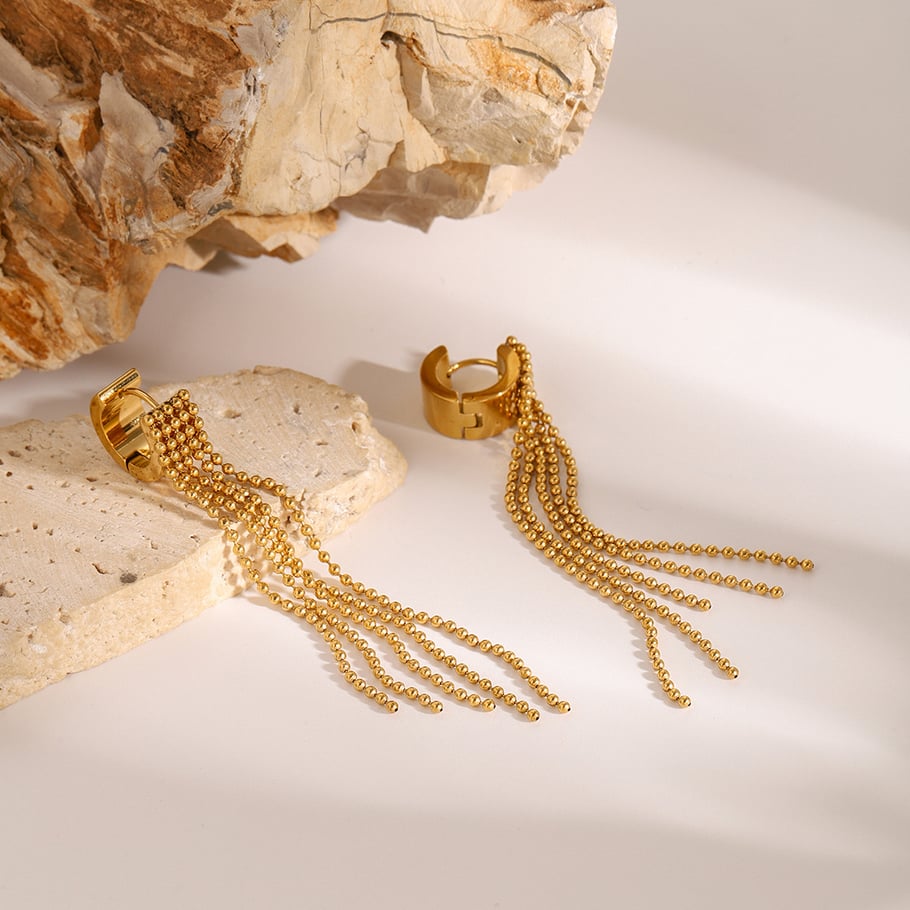 1 Pair Classic Series Retro line Stainless Steel 18K Gold Plated Women Drop Earrings Picture5