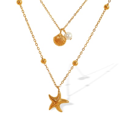 1 Piece Simple Series Simple Turtle Stainless Steel 18K Gold Plated Artificial Pearl Women Layered Necklaces h5 Picture6