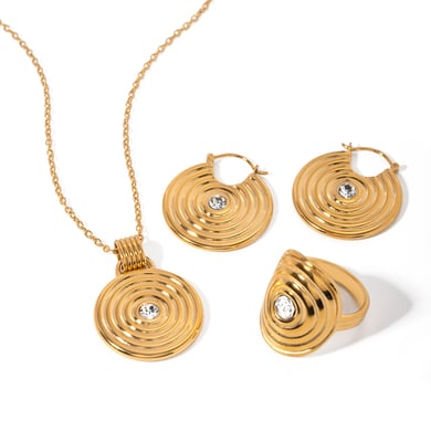 1 Stück Luxuriöse Serie Europa und Amerika Runde Edelstahl Gold Farbe Damen Anhänger Halsketten h5 Bild12