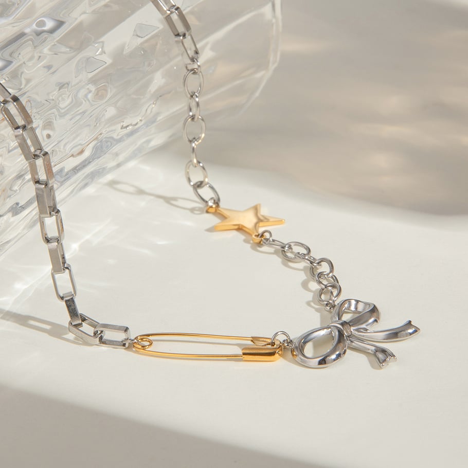 1 Piece Simple Series Retro Bow Knot Stainless Steel 18K Gold Plated Women Pendant necklaces Picture5