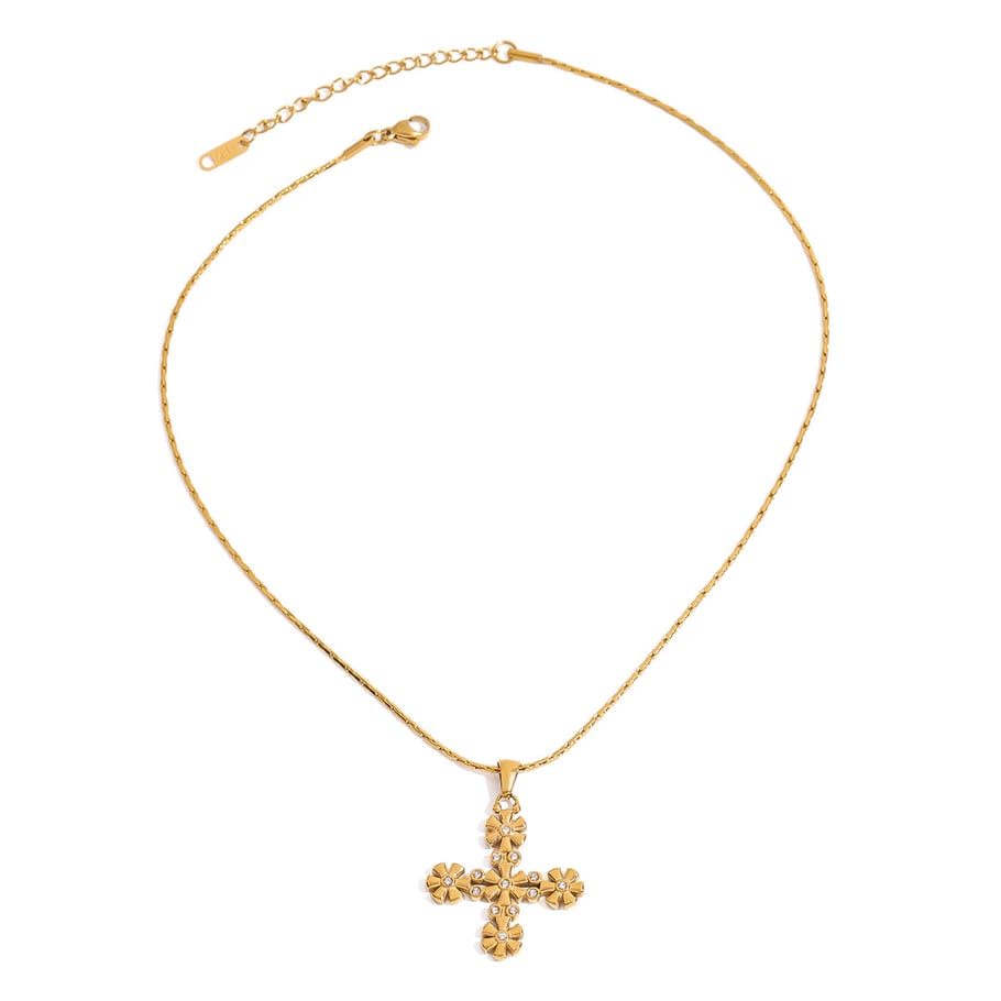 1 Stück Classic Series Europa und Amerika Kreuz Edelstahl Gold Farbe Damen Anhänger Halsketten Bild9
