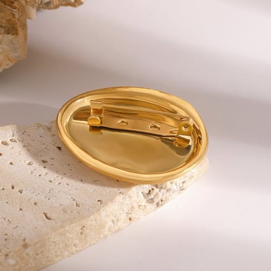 1 Paar Simple Series Klassische geometrische Edelstahl 18 Karat vergoldete Damenbroschen h5 Bild4