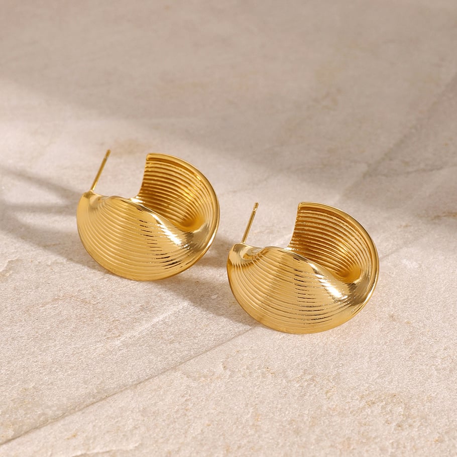 1 Pair Simple Series ins style line Stainless Steel 18K Gold Plated Women Stud Earrings Picture3