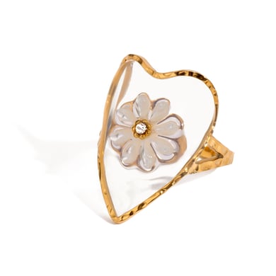 1 Paar Klassische Serie Elegante Blume Edelstahl 18 Karat vergoldet Strass Damen verstellbare Ringe h5 Bild5