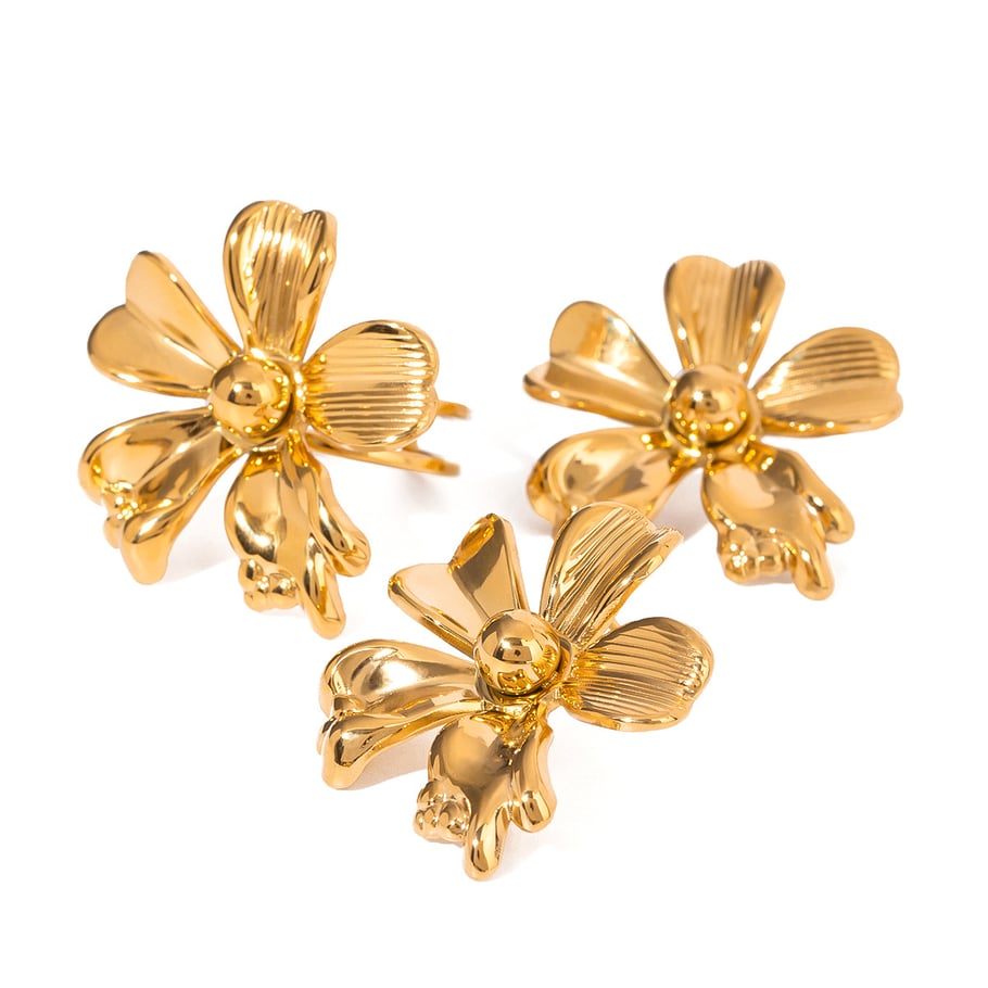 1 Pair Simple Series Classic Flower Stainless Steel 18K Gold Plated Artificial Pearl Women Earrings set Picture9