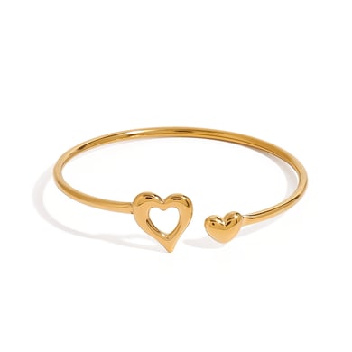 1 Piece Minimalist Series Classic heart Shape Stainless Steel Gold Color Adjustable Women's Bangles h5 Picture8