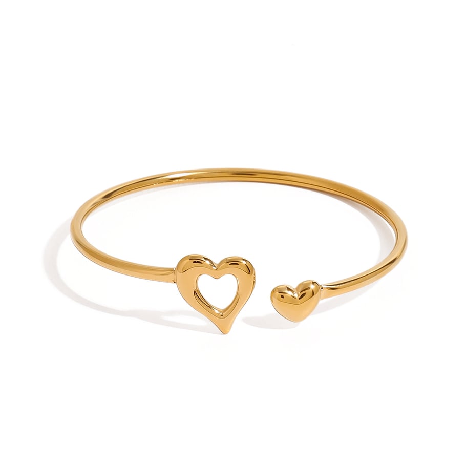 1 Piece Minimalist Series Classic heart Shape Stainless Steel Gold Color Adjustable Women's Bangles Picture8