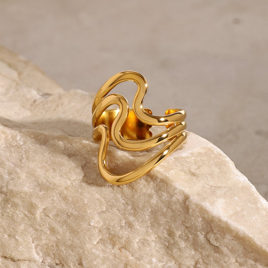 1 Pair Simple Style Geometric Stainless Steel 18K Gold Plated Women's Single Ring Picture3