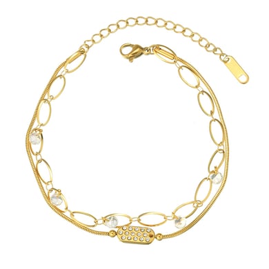 Bracelet chaîne géométrique simple en acier inoxydable plaqué or 18 carats pour femme, 1 pièce h5 Image4