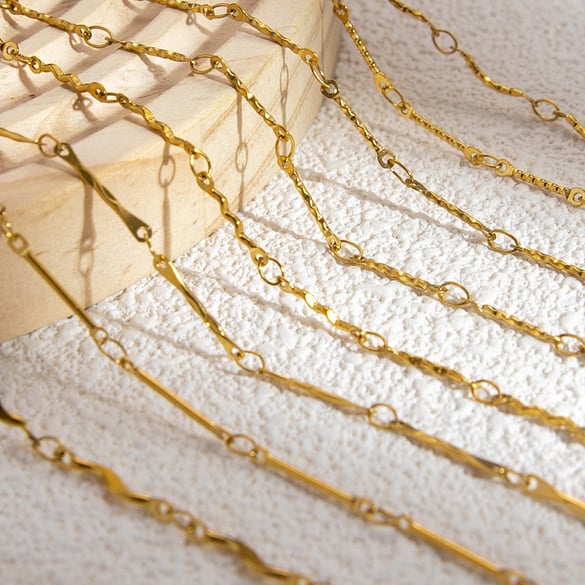 1 Piece Simple Series Daily Solid Color Stainless Steel Gold Color DIY Women's Chain Bracelets 2