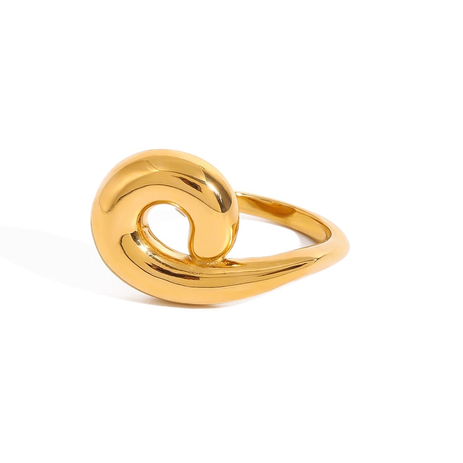 Anillos individuales de acero inoxidable dorados para mujer, serie simple, estilo europeo y americano, 1 unidad Imagen10