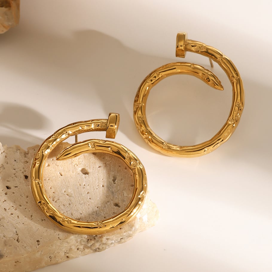 1 Pair Simple Series Simple Geometric Stainless Steel 18K Gold Plated Women Hoop Earrings Picture4