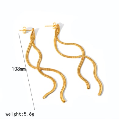 1 Pair Simple Series High-end Tassel Stainless Steel 18K Gold Plated Women Stud Earrings h5 Picture4