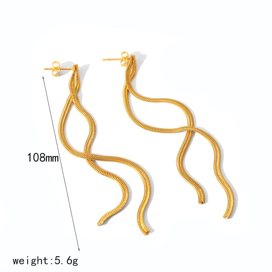 1 Pair Simple Series High-end Tassel Stainless Steel 18K Gold Plated Women Stud Earrings Picture4