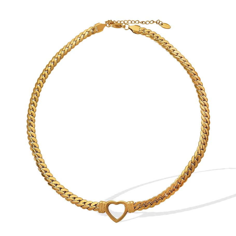 1 Pair Small design simple light luxury personality love necklace female trend fashion titanium steel gold-plated Cuban necklace women's pendant necklace Picture6