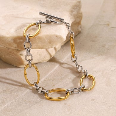 1 Piece Simple Series Simple Annular Stainless Steel 18K Gold Plated Women Chain Bracelets h5 Picture5