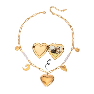 1 Piece Romantic Series Classic Heart Shape Moon Stainless Steel Gold Color Women's DIY Pendant Necklaces h5 Picture6