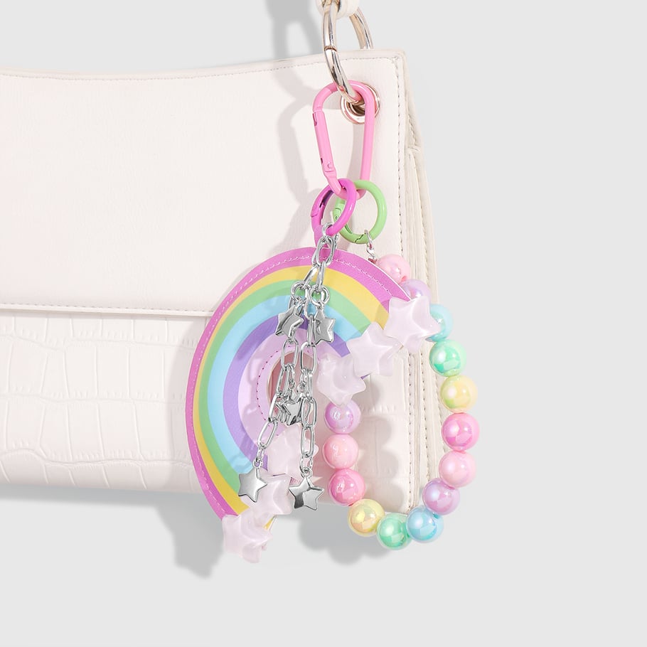 Leather Rainbow & Beaded Chain Women's Bag Charms Picture5