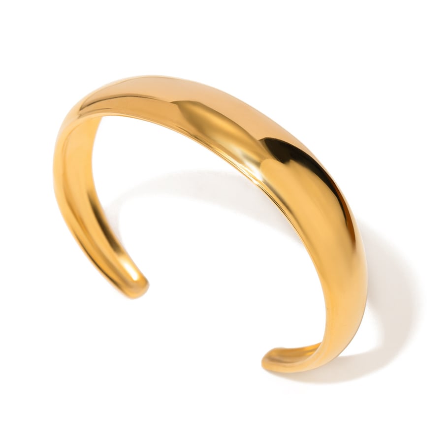 1 Stück Simple Series Einfache einfarbige Edelstahl-Armreifen mit 18 Karat Goldbeschichtung für Damen Bild5