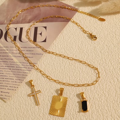 1 Piece Simple Series Simple Cross Stainless Steel 18K Gold Plated Zircon Women Pendant Necklaces h5 Picture4