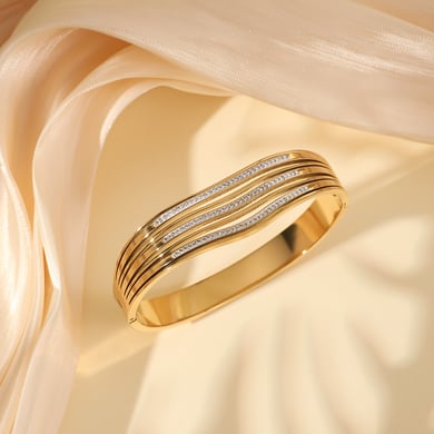 1 Piece Radiant Series Classic Sleek Strip Stainless Steel Gold Color Women's Bangles h5 Picture8