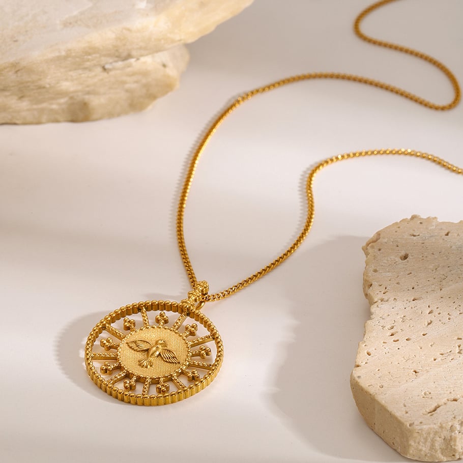 1 Piece Ethnic Series Retro Animal Stainless Steel 18K Gold Plated Women Pendant Necklaces Picture3