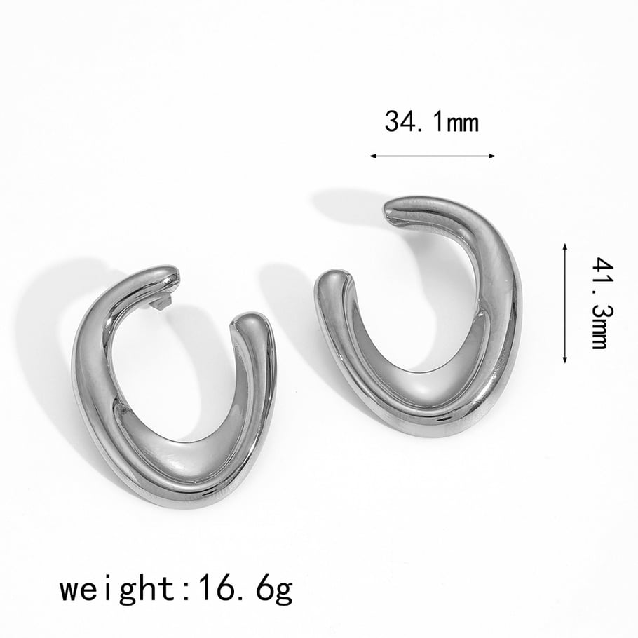 1 Pair Minimalist Style Irregular U Shape Stainless Steel Gold Color Women's Stud Earrings Picture6