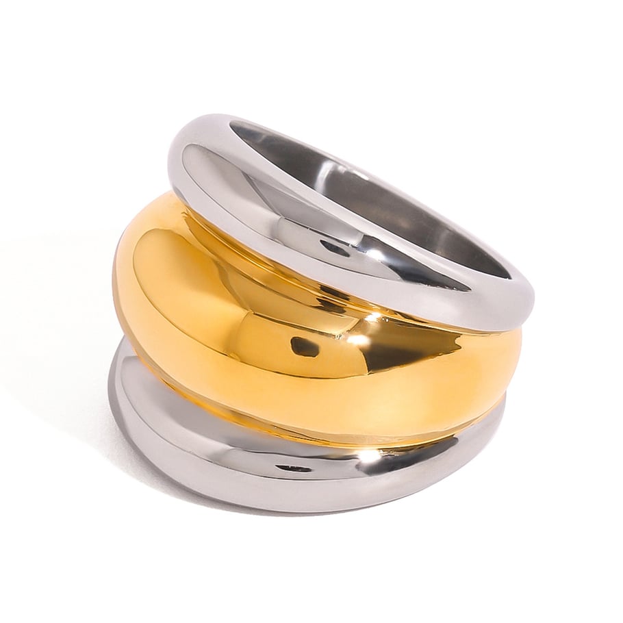 1 Pair Simple Series Simple Geometric Stainless Steel 18K Gold Plated Women Single Ring Picture5