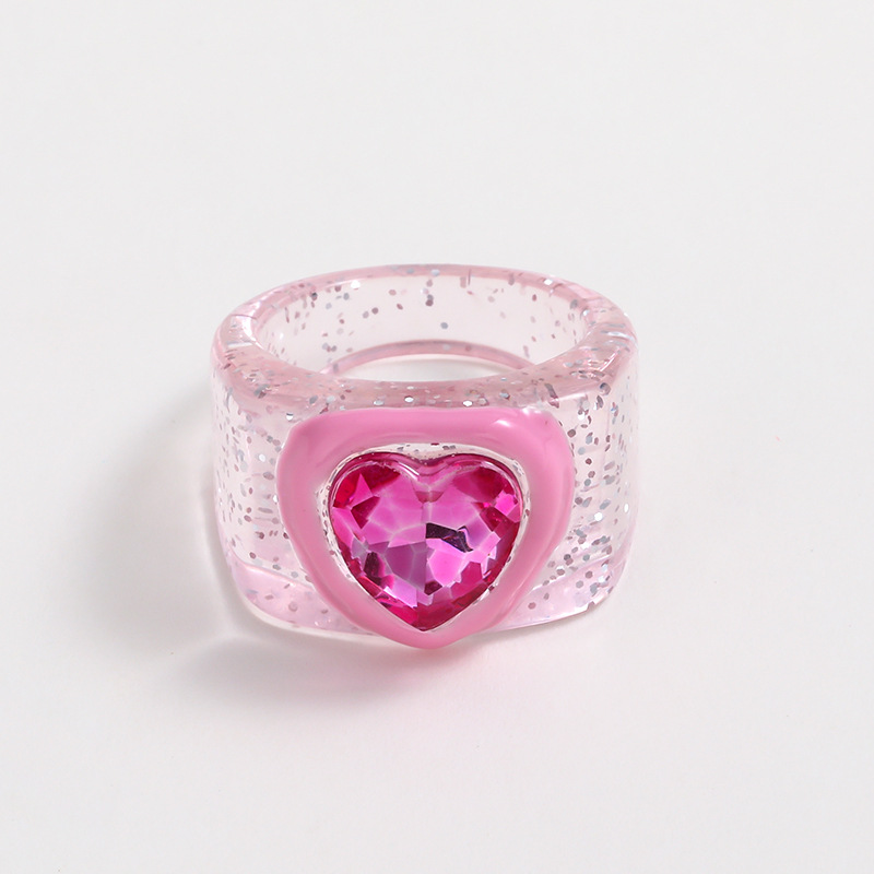 1 Piece Romantic Series Cute Heart Resin Women's Single Rings Picture6