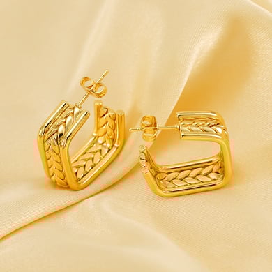 1 Pair Simple Series Simple Geometric Stainless Steel 18K Gold Plated Women Stud Earrings h5 Picture3