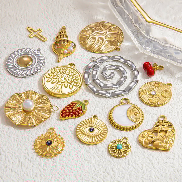 1 Piece Classic Series Vintage Geometric Stainless Steel Gold Color DIY Women's Pendants