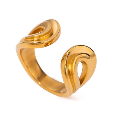 1 Paar Simple Series Ins Style Geometrischer Edelstahl 18 Karat vergoldet Verstellbare Damenringe h5 Bild6