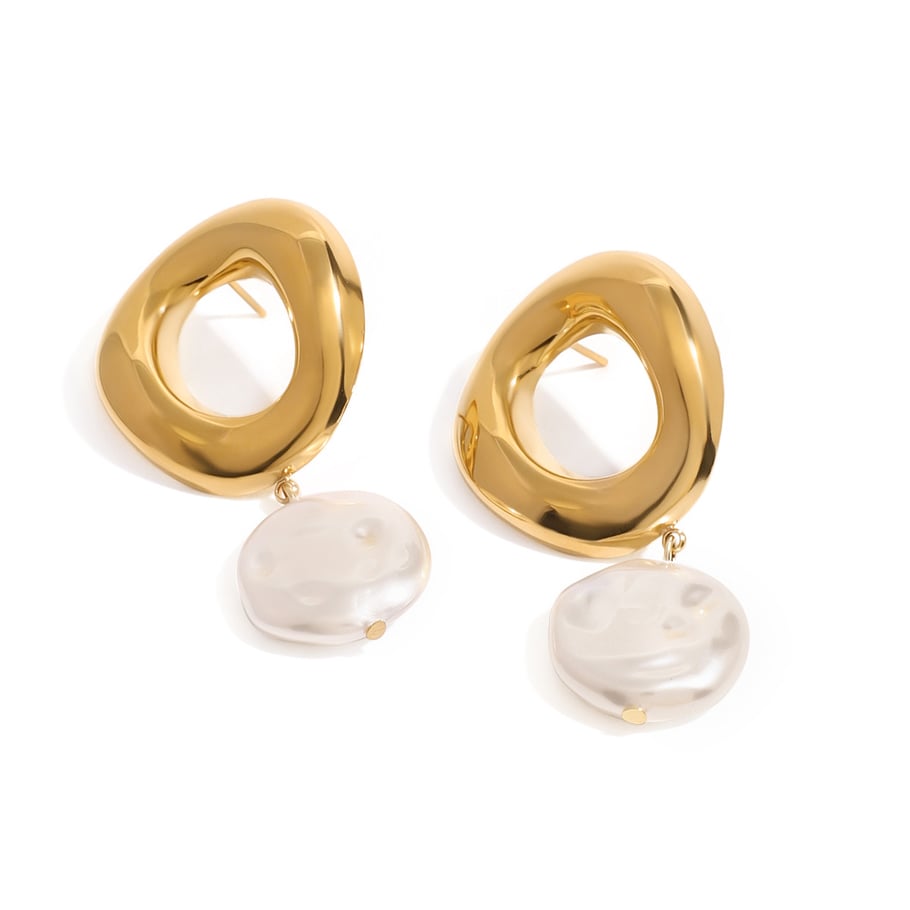 1 Pair Simple Series Elegant Patchwork Stainless Steel 18K Gold Plated Artificial Pearl Women Drop Earrings Picture5