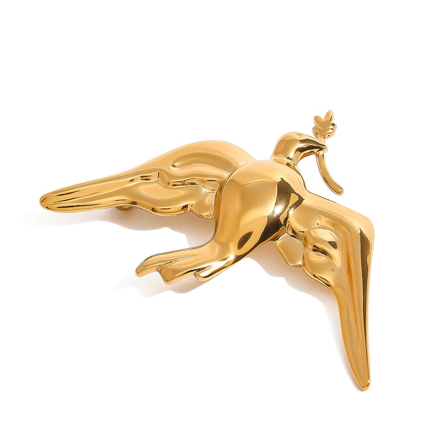 1 Pair Classic Series Natural Animal Stainless Steel 18K Gold Plated Women Brooches Picture8