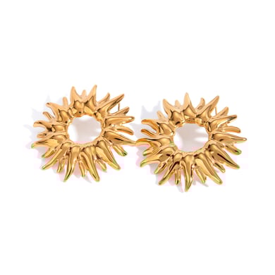 1 Pair Luxurious Series Retro Annular Stainless Steel 18K Gold Plated Women Stud Earrings h5 Picture6