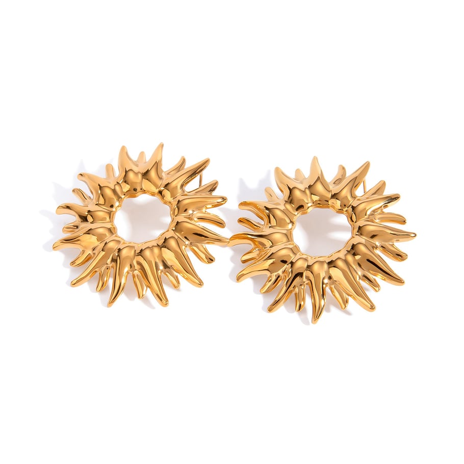 1 Pair Luxurious Series Retro Annular Stainless Steel 18K Gold Plated Women Stud Earrings Picture6