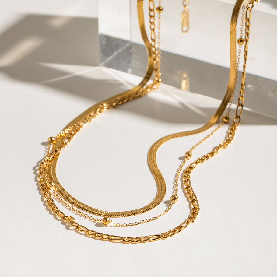 1 piece simple series classic annular stainless steel gold plated women layered necklaces h5Picture4